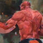 Boxer (right) - 16" X 20" - Oil on Artboard