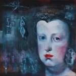 Study for 'Dark Infanat' oil on board 18 x 18"